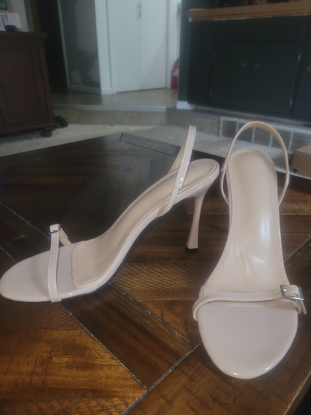 Elegant Women's Nude Slingback Heeled Sandals